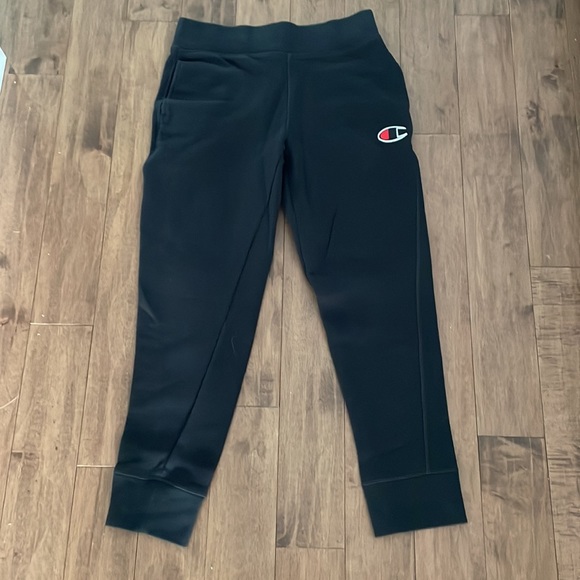 S Champion Sweatpants Black with Red/White/Black Logo - Picture 8 of 9
